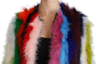 Elegant Multicolor Feather Long Coat Jacket - Luxury for You