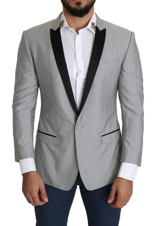 Elegant Silk Blend Light Gray Blazer - Luxury for You