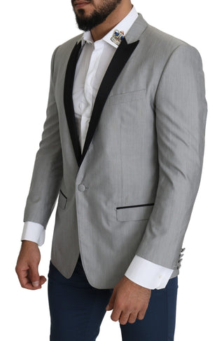 Elegant Silk Blend Light Gray Blazer - Luxury for You