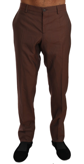 Elegant Brown Wool-silk Formal Pants - Luxury for You