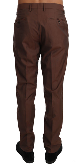 Elegant Brown Wool-silk Formal Pants - Luxury for You