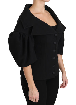 Elegant Black Virgin Wool Coat - Luxury for You