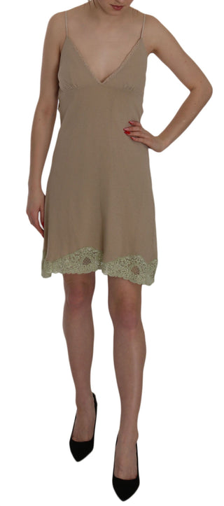 Elegant Beige Lace Spaghetti Strap Mini Dress - Luxury for You