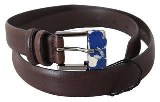 Elegant Brown Leather Classic Belt With Silver-tone Buckle - Luxury for You