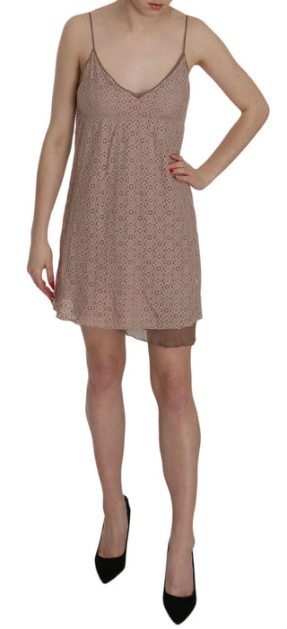 Beige A-line Spaghetti Strap Mini Dress - Luxury for You