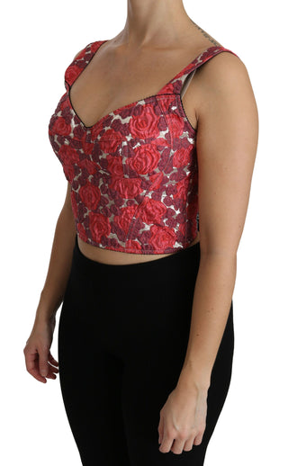 Elegant Floral Brocade Cropped Top - Luxury for You