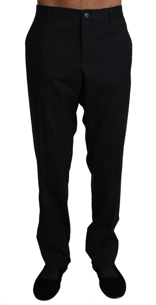 Elegant Black Formal Wool Blend Trousers - Luxury for You