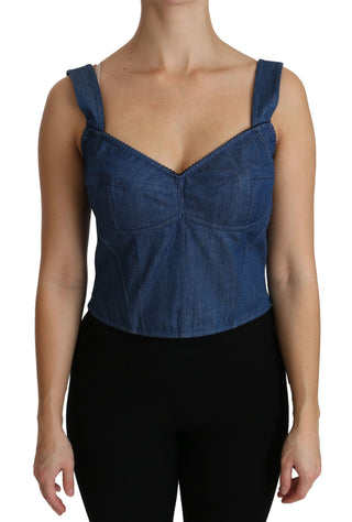 Elegant Sleeveless Bustier Top In Blue - Luxury for You