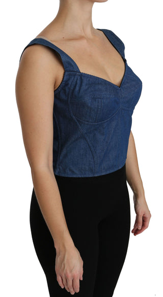 Elegant Sleeveless Bustier Top In Blue - Luxury for You