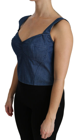 Elegant Sleeveless Bustier Top In Blue - Luxury for You