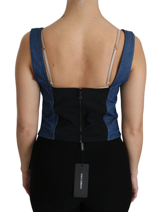 Elegant Sleeveless Bustier Top In Blue - Luxury for You