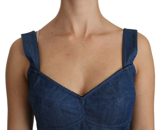 Elegant Sleeveless Bustier Top In Blue - Luxury for You