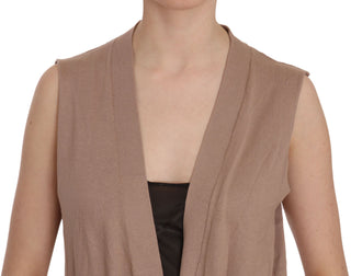 Chic Sleeveless Cotton Cardigan Vest - Elegant Brown - Luxury for You