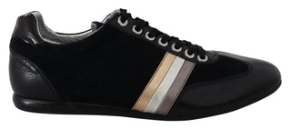 Elegant Black Leather Sport Sneakers - Luxury for You