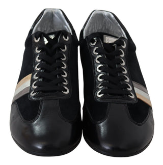 Elegant Black Leather Sport Sneakers - Luxury for You