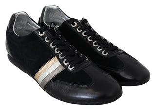 Elegant Black Leather Sport Sneakers - Luxury for You