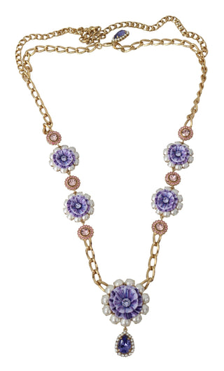 Elegant Gold-tone Charm Necklace With Floral Motif