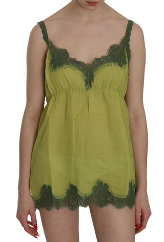 Elegant Green Lace Linen Tank Top - Luxury for You