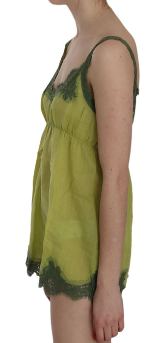 Elegant Green Lace Linen Tank Top - Luxury for You