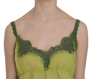 Elegant Green Lace Linen Tank Top - Luxury for You