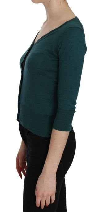 Chic Blue Green Cotton Cardigan Top - Luxury for You