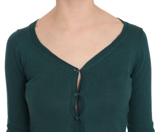 Chic Blue Green Cotton Cardigan Top - Luxury for You