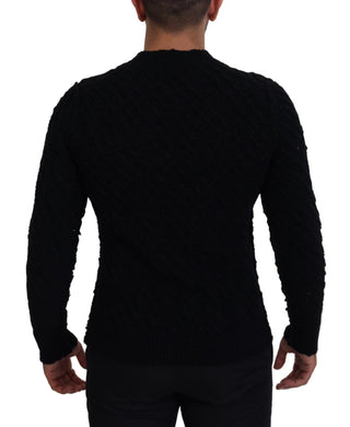 Elegant Black Wool-blend V-neck Sweater