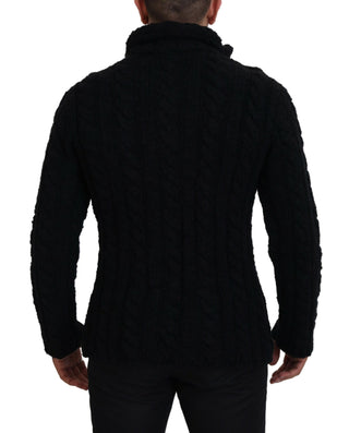 Elegant Black Wool-cashmere Blend Cardigan