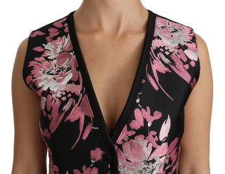 Elegant Floral Brocade Plunging Vest Top - Luxury for You