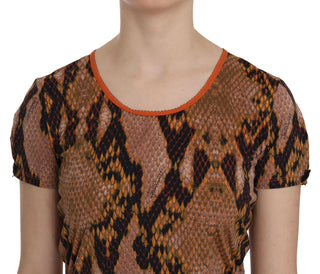 Alluring Brown Snake Skin Pattern Blouse - Luxury for You