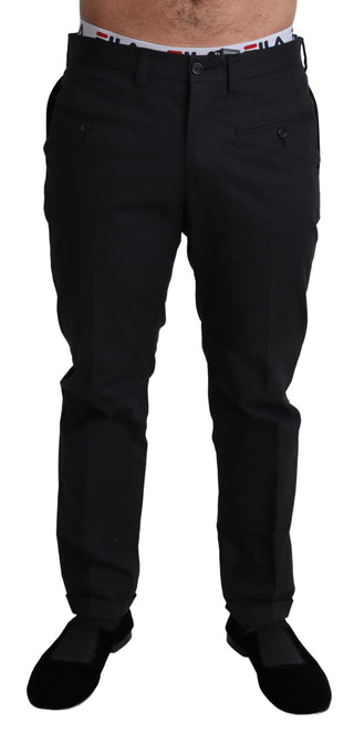 Elegant Black Stretch Cotton Trousers - Luxury for You