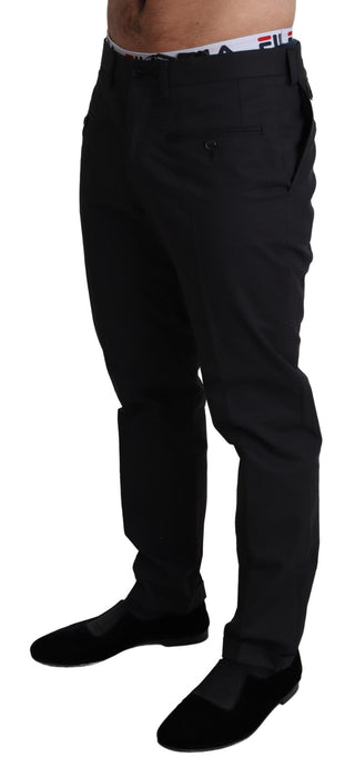 Elegant Black Stretch Cotton Trousers - Luxury for You