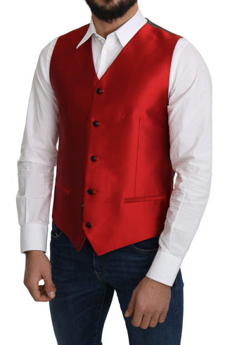 Ravishing Red Silk Formal Vest - Luxury for You