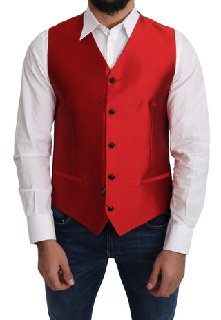 Ravishing Red Silk Formal Vest - Luxury for You