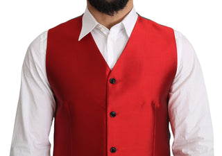 Ravishing Red Silk Formal Vest - Luxury for You