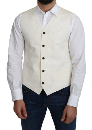 Elegant Off-white Silk Formal Vest - Luxury for You