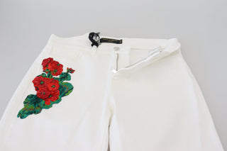 Elegant White Mid Waist Skinny Jeans