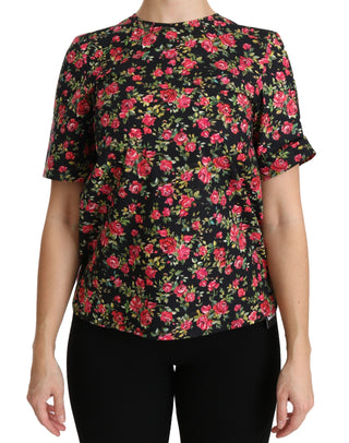 Elegant Black Floral Crew Neck Top - Luxury for You