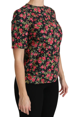 Elegant Black Floral Crew Neck Top - Luxury for You