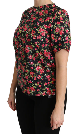 Elegant Black Floral Crew Neck Top - Luxury for You