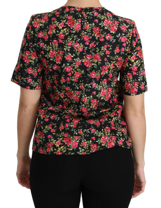 Elegant Black Floral Crew Neck Top - Luxury for You