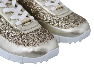 Antique Gold Glitter Leather Sneakers - Luxury for You