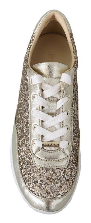 Antique Gold Glitter Leather Sneakers - Luxury for You