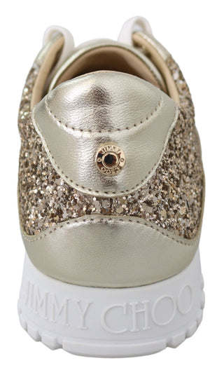 Antique Gold Glitter Leather Sneakers - Luxury for You