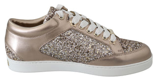 Ballet Pink Glitter Leather Sneakers - Luxury for You