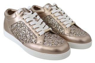 Ballet Pink Glitter Leather Sneakers - Luxury for You