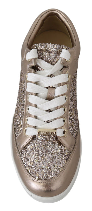 Ballet Pink Glitter Leather Sneakers - Luxury for You