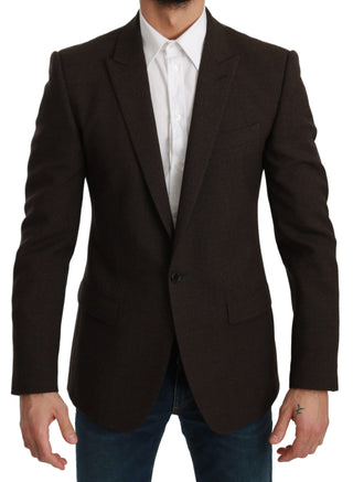 Elegant Brown Virgin Wool Martini Blazer - Luxury for You