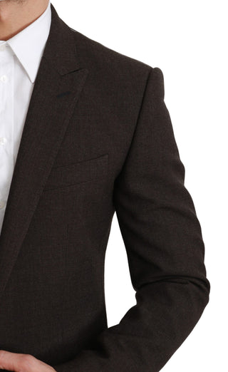 Elegant Brown Virgin Wool Martini Blazer - Luxury for You