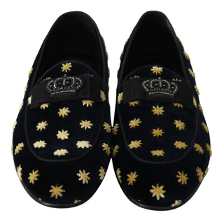 Elegant Velvet Crown Embroidery Loafers - Luxury for You